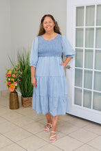 Load image into Gallery viewer, CHAMBRAY DENIM MIDI DRESS
