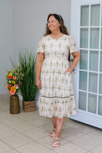 Load image into Gallery viewer, REG. &amp; PLUS CREAM/OLIVE PRINTED MIDI DRESS
