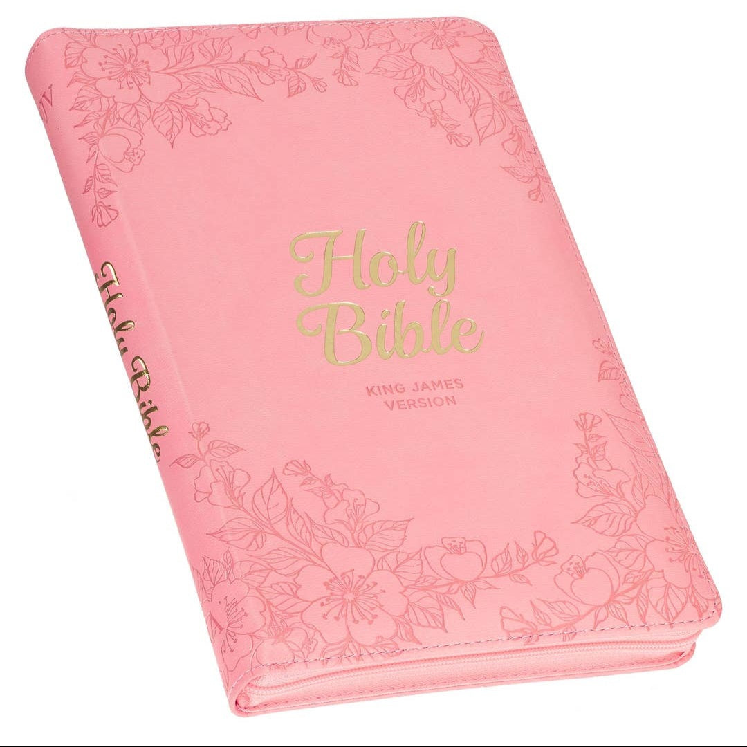 PINK FAUX LEATHER KJV BIBLE W/ TABS & ZIPPER CLOSURE – Just Peachy ...