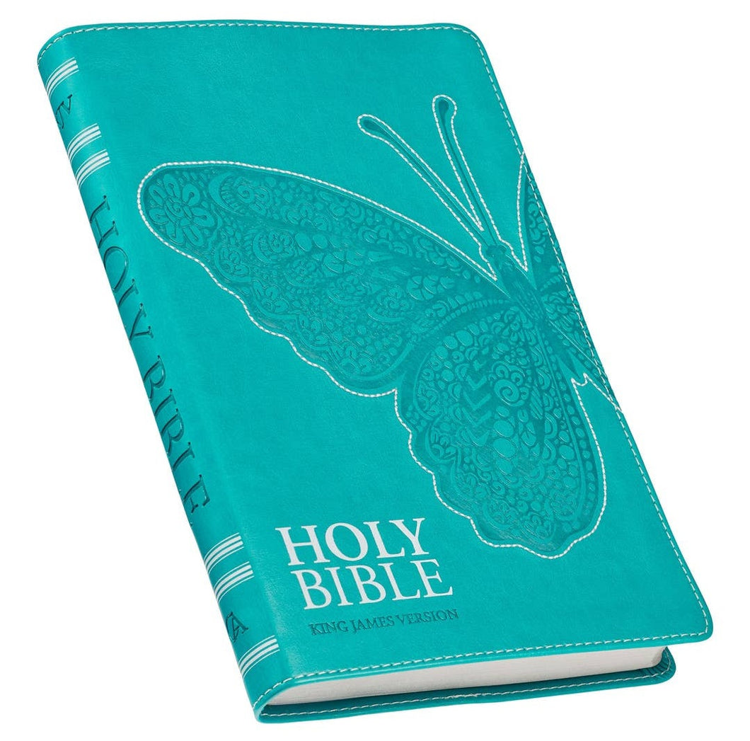 TEAL BUTTERFLY FAUX LEATHER KJV BIBLE