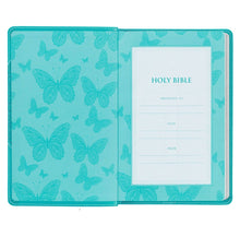 Load image into Gallery viewer, TEAL BUTTERFLY FAUX LEATHER KJV BIBLE
