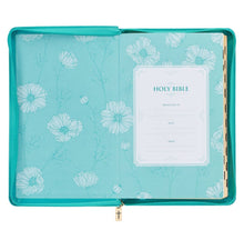 Load image into Gallery viewer, TEAL FAUX LEATHER KJV BIBLE W/ TABS &amp; ZIPPER CLOSURE
