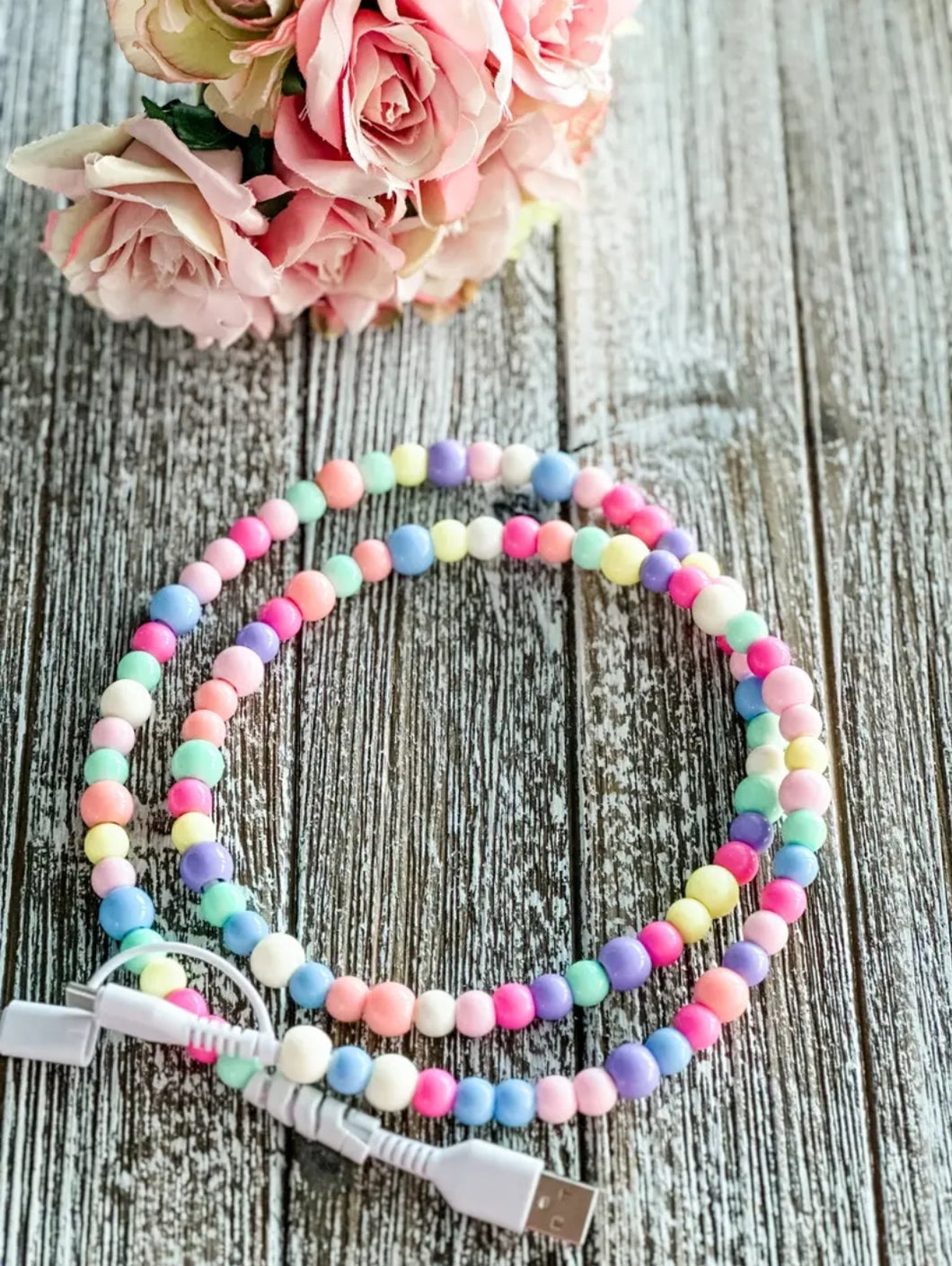 COLORFUL BEADS 2 IN 1 PHONE CHARGER