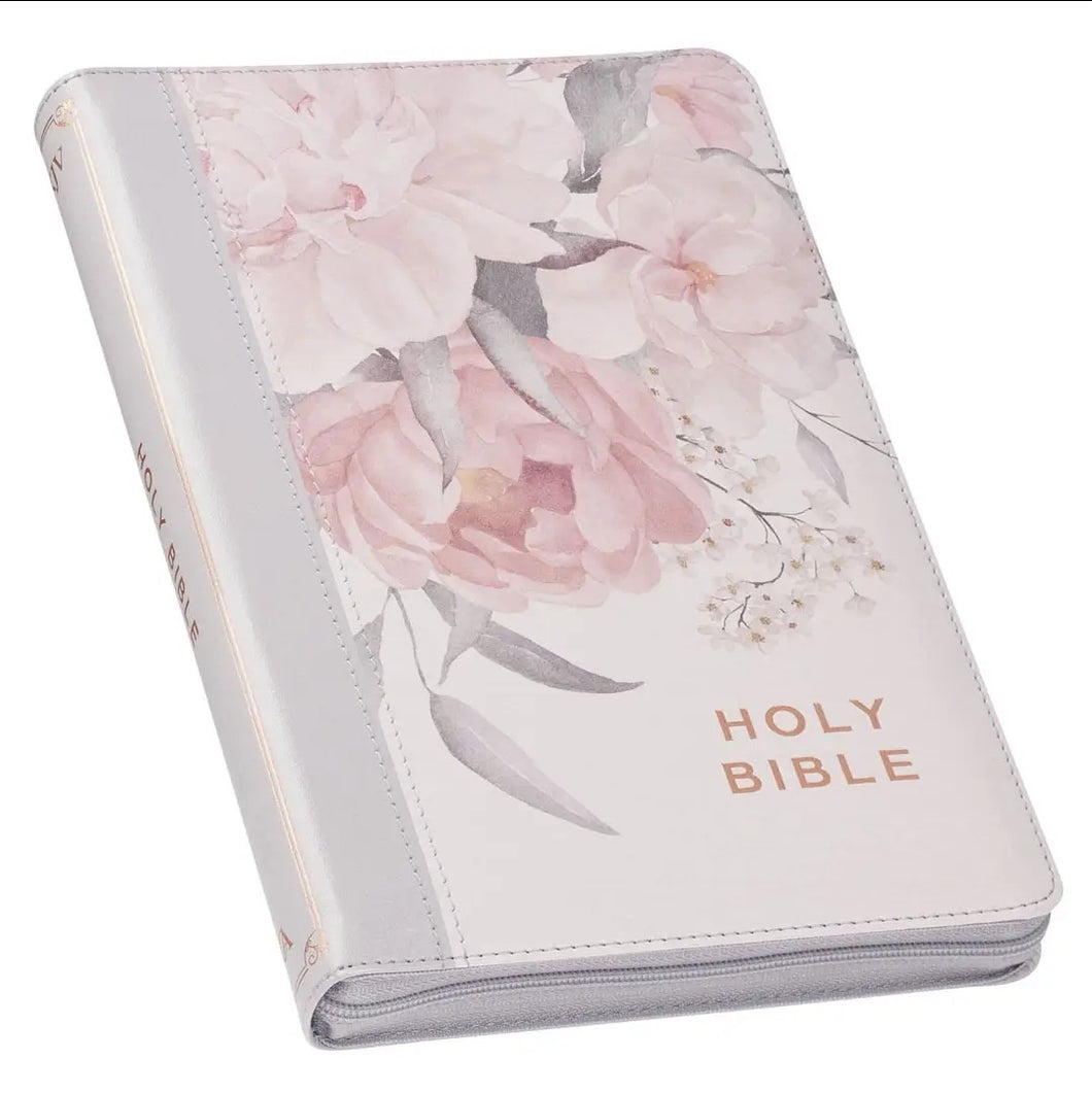 KJV FLORAL BIBLE W/ ZIPPED CLOSURE
