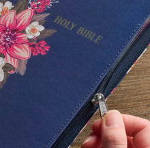 Load image into Gallery viewer, KJV FLORAL BLUE DELUXE BIBLE
