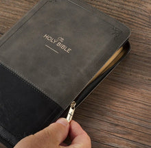 Load image into Gallery viewer, KJV GRAY/BLACK DELUXE BIBLE W/ ZIPPER
