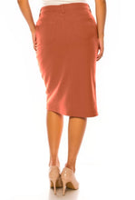 Load image into Gallery viewer, REG. &amp; PLUS CARAMEL MIDI DENIM SKIRT

