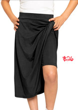 Load image into Gallery viewer, KIDS BLACK A-LINE MIDI SKIRT W/ BUILT IN SHORTS
