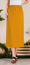 Load image into Gallery viewer, REG. &amp; PLUS MUSTARD POLKA DOT MIDI PENCIL SKIRT
